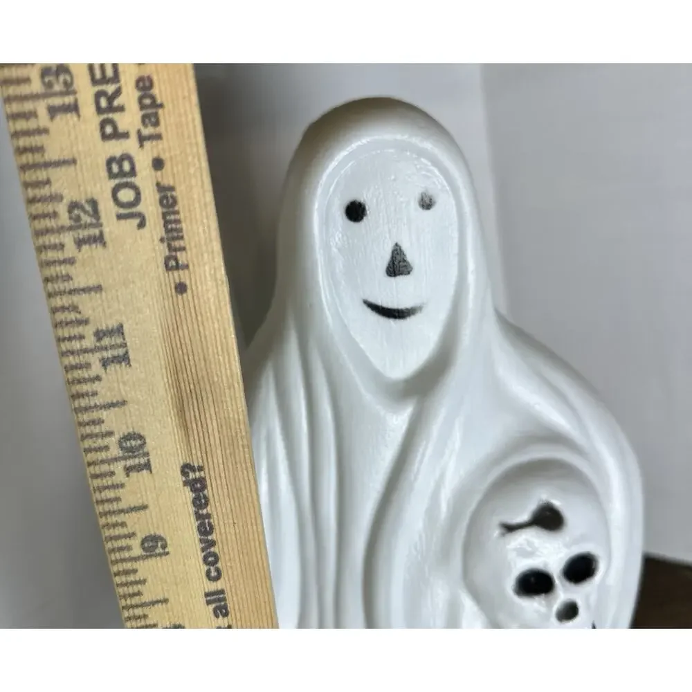 Vintage Blow Mold Halloween Ghost with Skull 13 Inches Tall Bayshore NO LIGHT